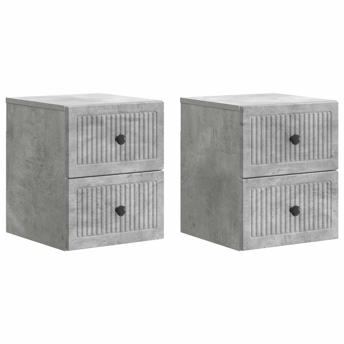 vidaXL Wall-Mounted Bedside Cabinet with Drawer 2 pcs Concrete Grey