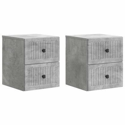 vidaXL Wall-Mounted Bedside Cabinet with Drawer 2 pcs Concrete Grey