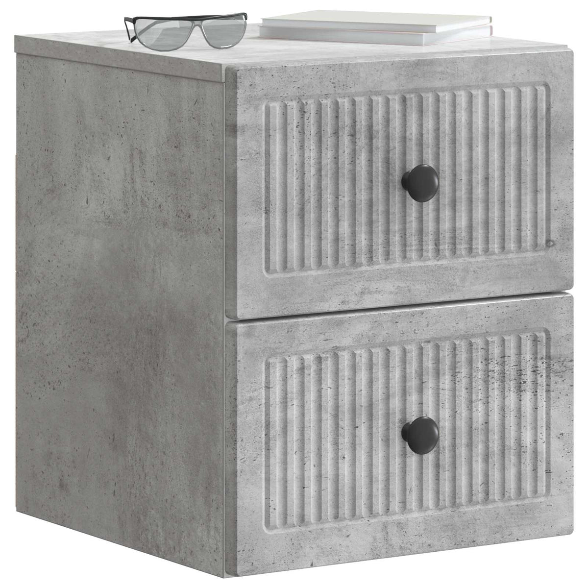 vidaXL Wall-Mounted Bedside Cabinet 2 pcs Concrete Grey