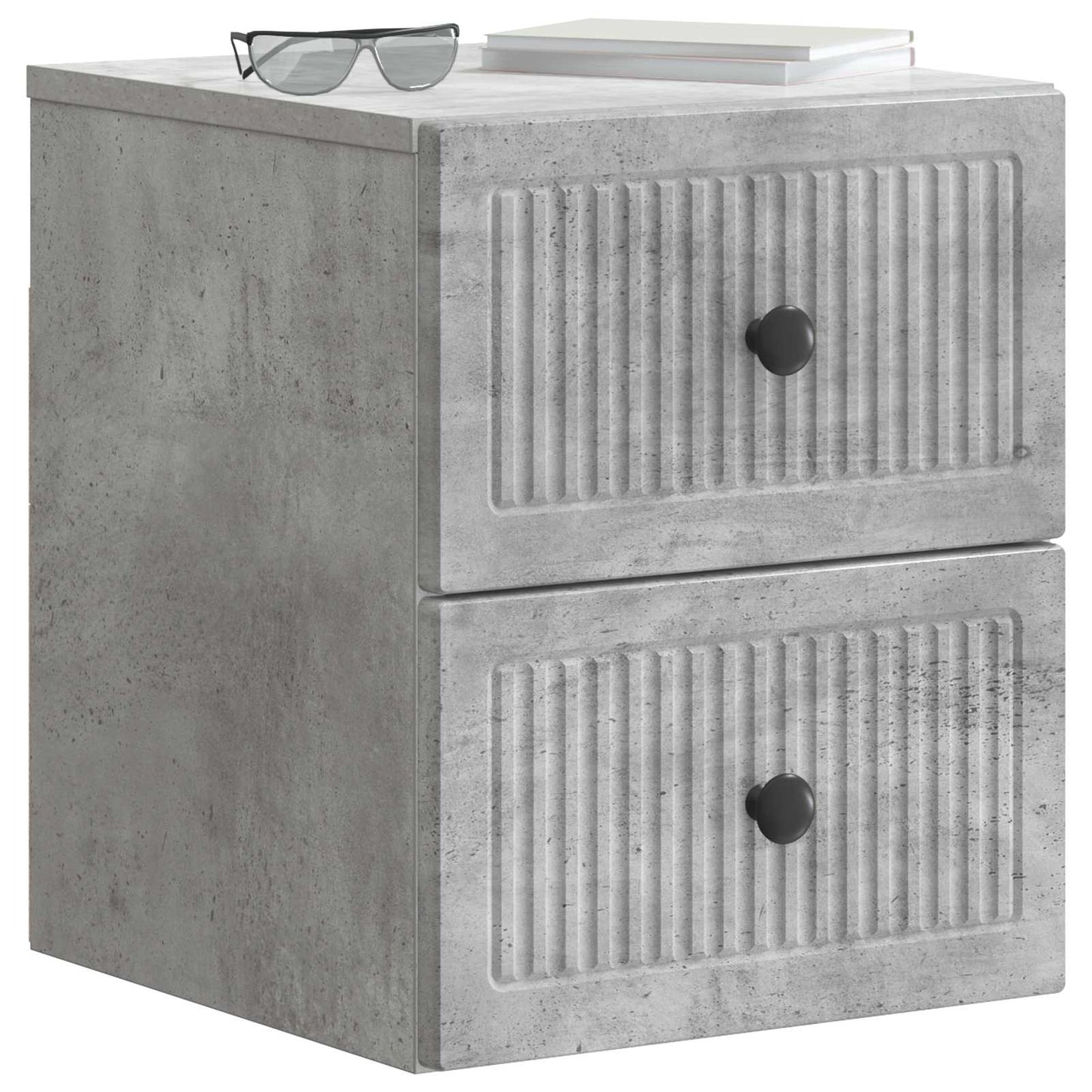 vidaXL Wall-Mounted Bedside Cabinet with Drawer 2 pcs Concrete Grey