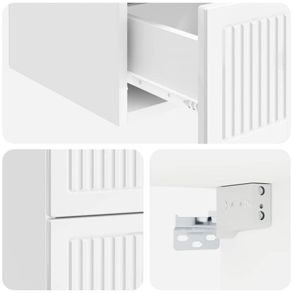 vidaXL Wall-Mounted Bedside Cabinet High Gloss White 33 x 34.5 x 40 cm