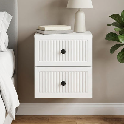 vidaXL Wall-Mounted Bedside Cabinet High Gloss White 33 x 34.5 x 40 cm
