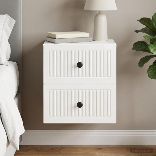 vidaXL Wall-Mounted Bedside Cabinet High Gloss White 33 x 34.5 x 40 cm