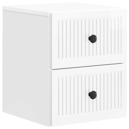 vidaXL Wall-Mounted Bedside Cabinet High Gloss White 33 x 34.5 x 40 cm