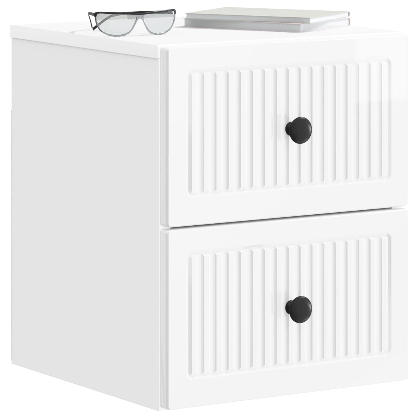 vidaXL Wall-Mounted Bedside Cabinet High Gloss White 33 x 34.5 x 40 cm