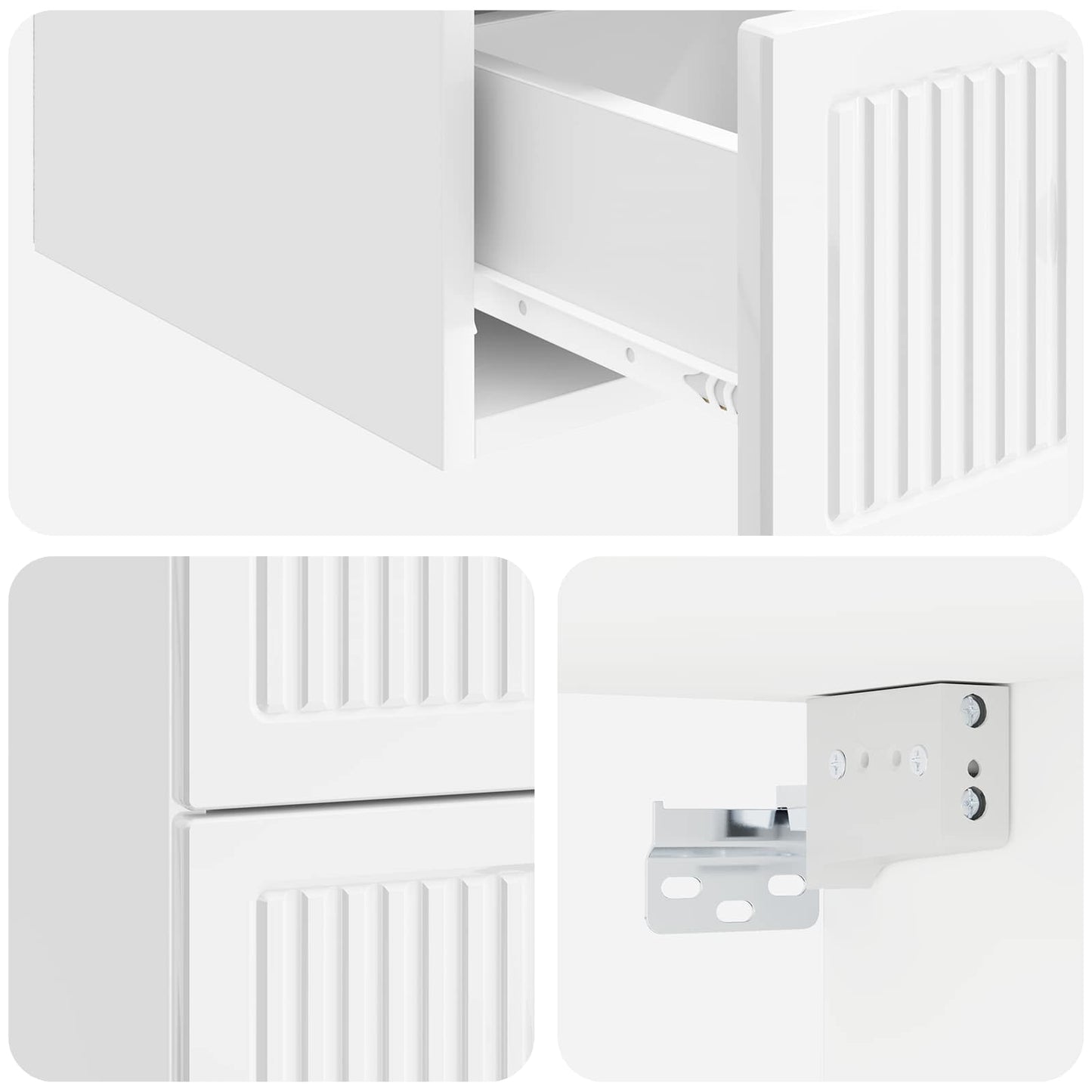 vidaXL Wall-Mounted Bedside Cabinet with Drawer 2 pcs High Gloss White