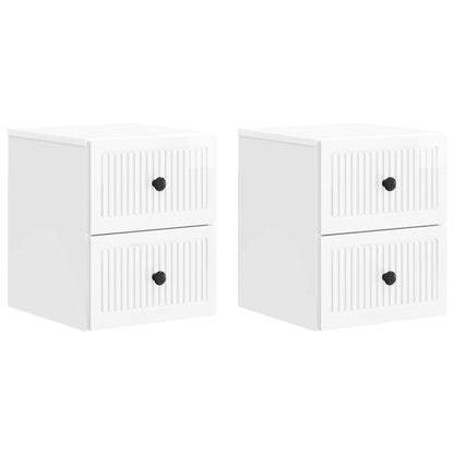 vidaXL Wall-Mounted Bedside Cabinet with Drawer 2 pcs High Gloss White