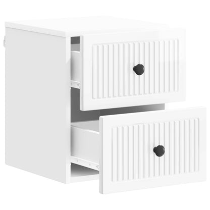 vidaXL Wall-Mounted Bedside Cabinet with Drawer 2 pcs High Gloss White