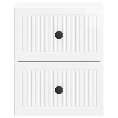 vidaXL Wall-Mounted Bedside Cabinet with Drawer 2 pcs High Gloss White