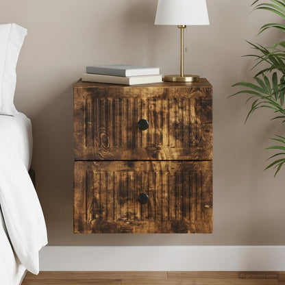 vidaXL Wall-Mounted Bedside Cabinet Smoked Oak 33 x 34.5 x 40 cm