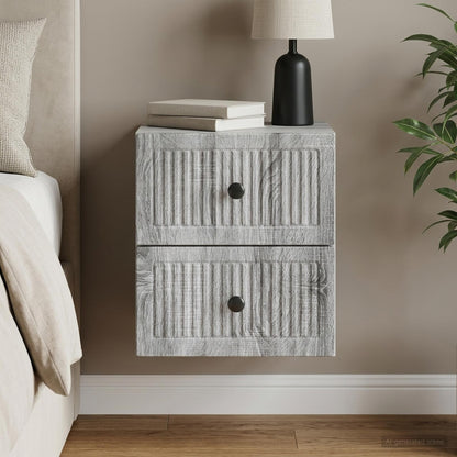 vidaXL Wall-Mounted Bedside Cabinet Grey Sonoma 33 x 34.5 x 40 cm