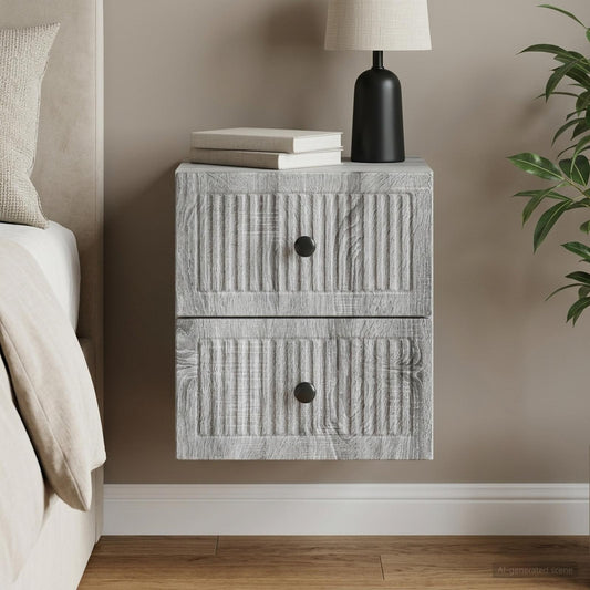 vidaXL Wall-Mounted Bedside Cabinet Grey Sonoma 33 x 34.5 x 40 cm