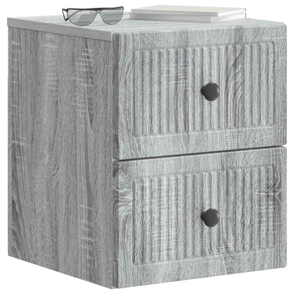 vidaXL Wall-Mounted Bedside Cabinet Grey Sonoma 33 x 34.5 x 40 cm