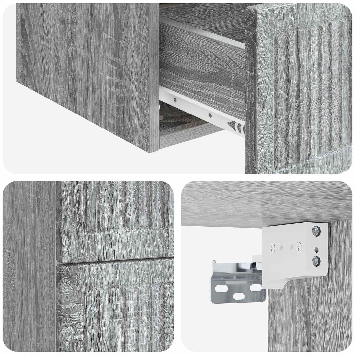 vidaXL Wall-Mounted Bedside Cabinet 2 pcs Grey Sonoma Engineered Wood