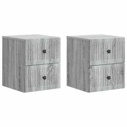 vidaXL Wall-Mounted Bedside Cabinet 2 pcs Grey Sonoma Engineered Wood