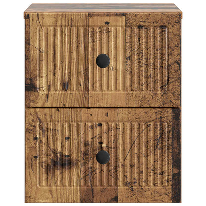 vidaXL Wall-Mounted Bedside Cabinet Old Wood 33 x 34.5 x 40 cm