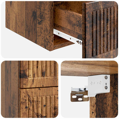 vidaXL Wall-Mounted Bedside Cabinet 2 pcs Old Wood 33 x 34.5 x 40 cm