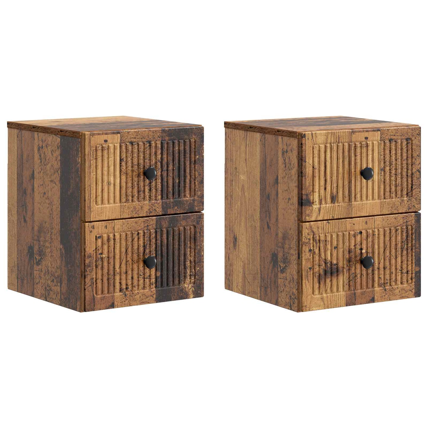 vidaXL Wall-Mounted Bedside Cabinet 2 pcs Old Wood 33 x 34.5 x 40 cm