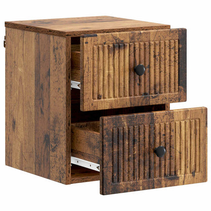 vidaXL Wall-Mounted Bedside Cabinet 2 pcs Old Wood 33 x 34.5 x 40 cm