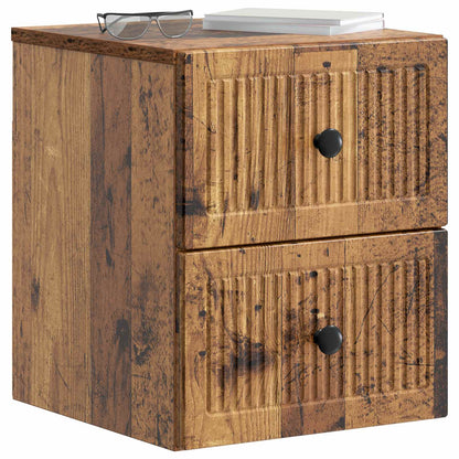 vidaXL Wall-Mounted Bedside Cabinet 2 pcs Old Wood 33 x 34.5 x 40 cm