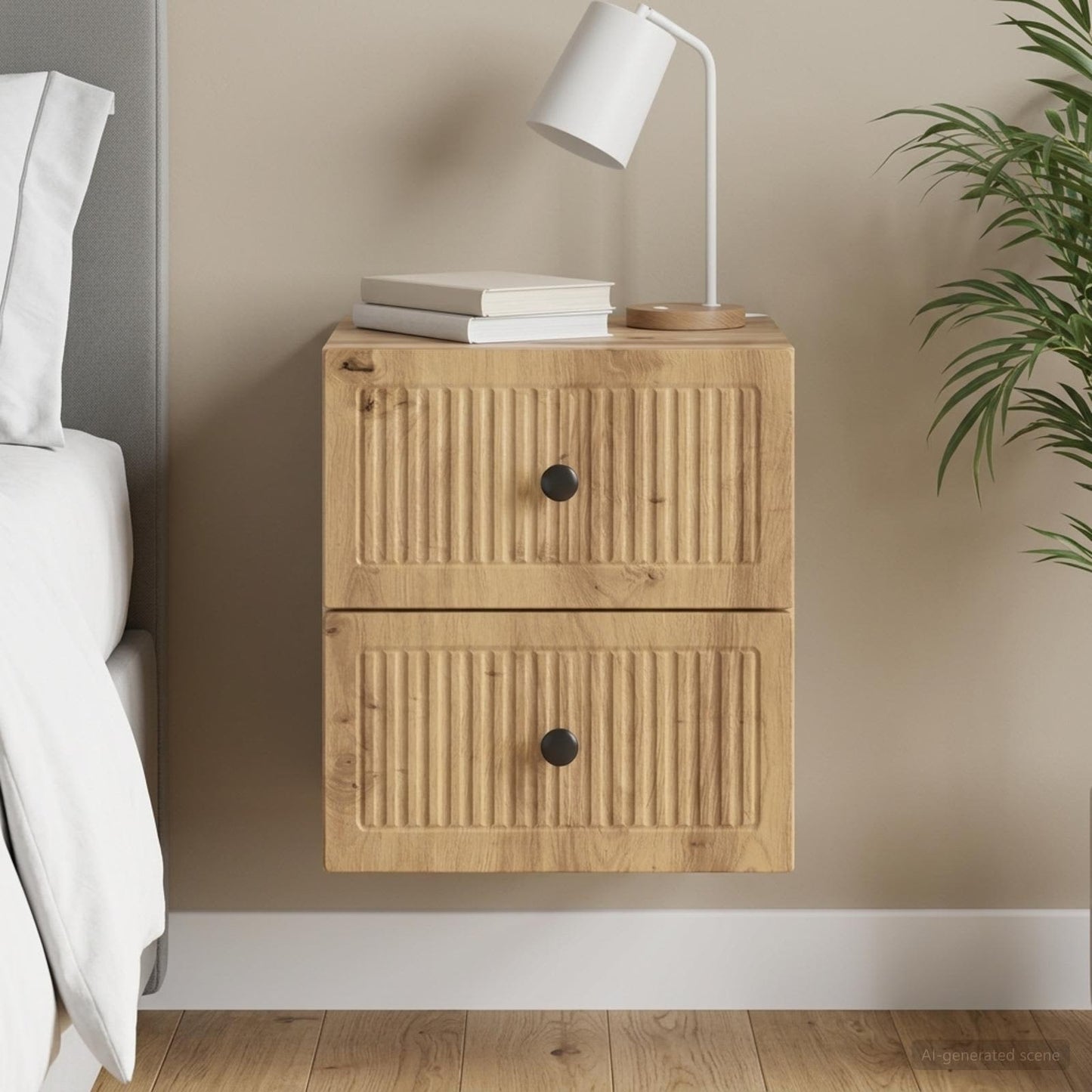 vidaXL Wall-Mounted Bedside Cabinet Artisan Oak 33 x 34.5 x 40 cm
