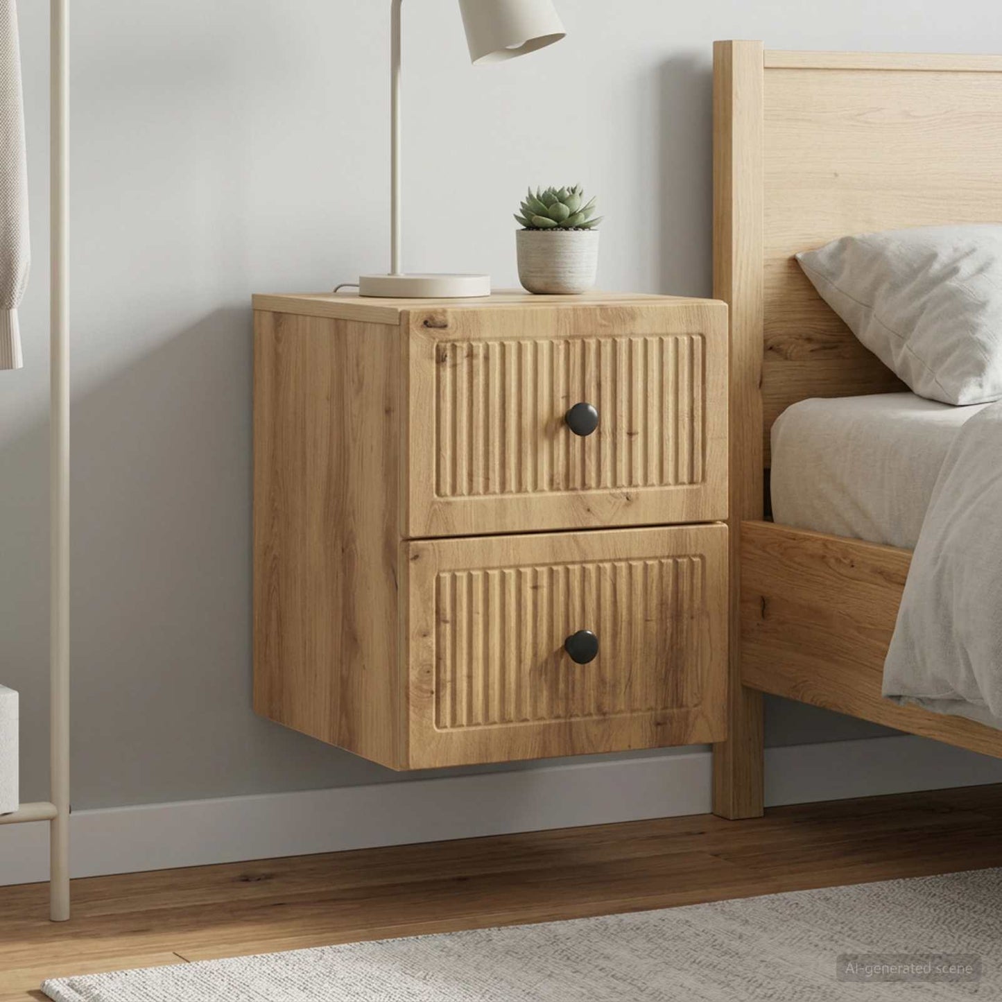 vidaXL Wall-Mounted Bedside Cabinet 2 pcs Artisan Oak