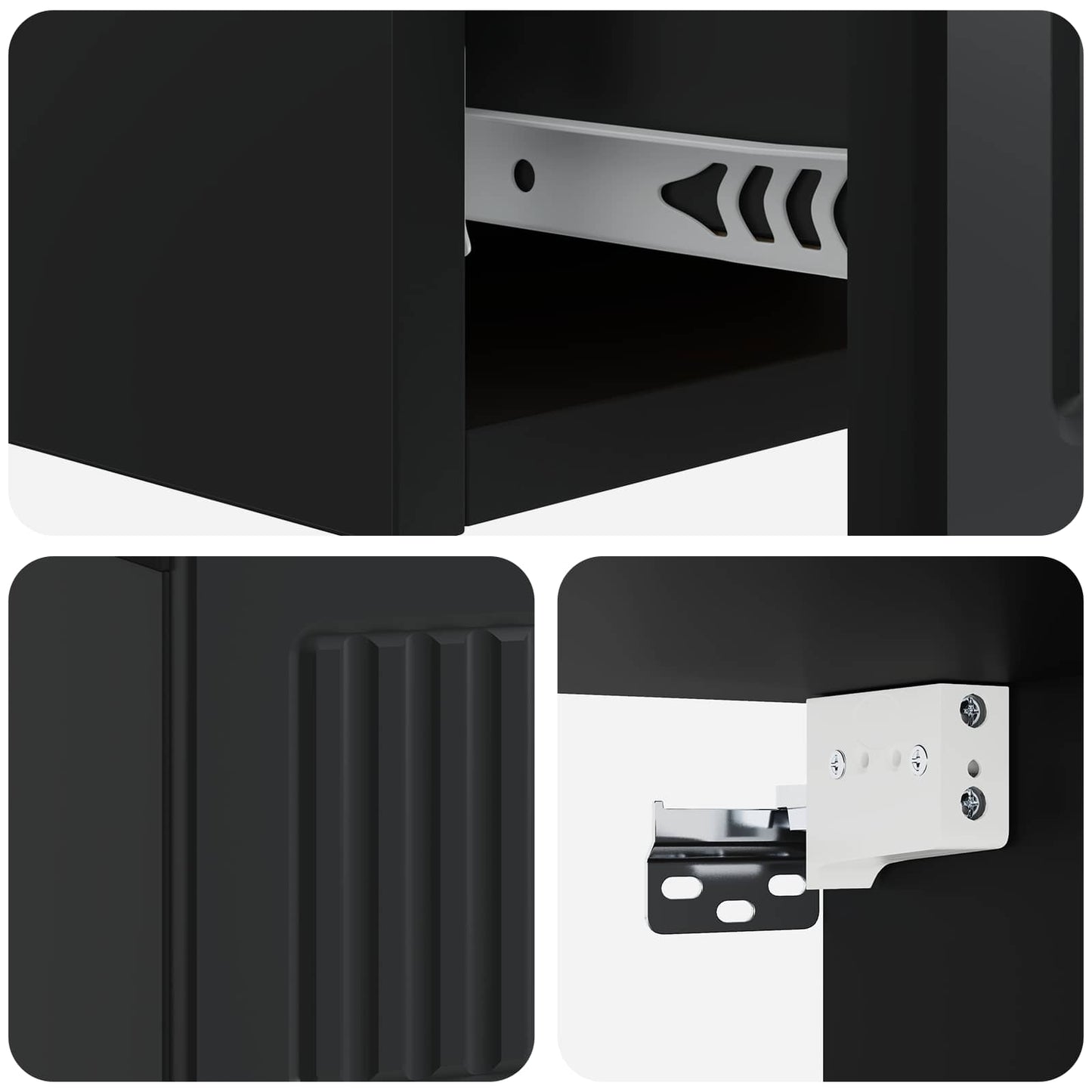 vidaXL Wall-Mounted Side Table Black 59 x 34.5 x 17 cm Engineered Wood