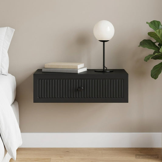 vidaXL Wall-Mounted Side Table Black 59 x 34.5 x 17 cm Engineered Wood