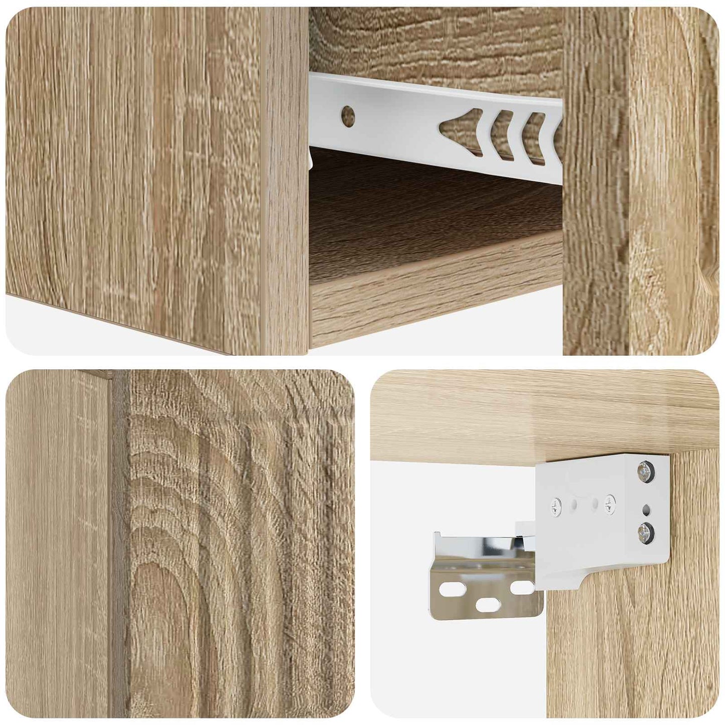 vidaXL Wall-Mounted Side Table Sonoma Oak 59 x 34.5 x 17 cm