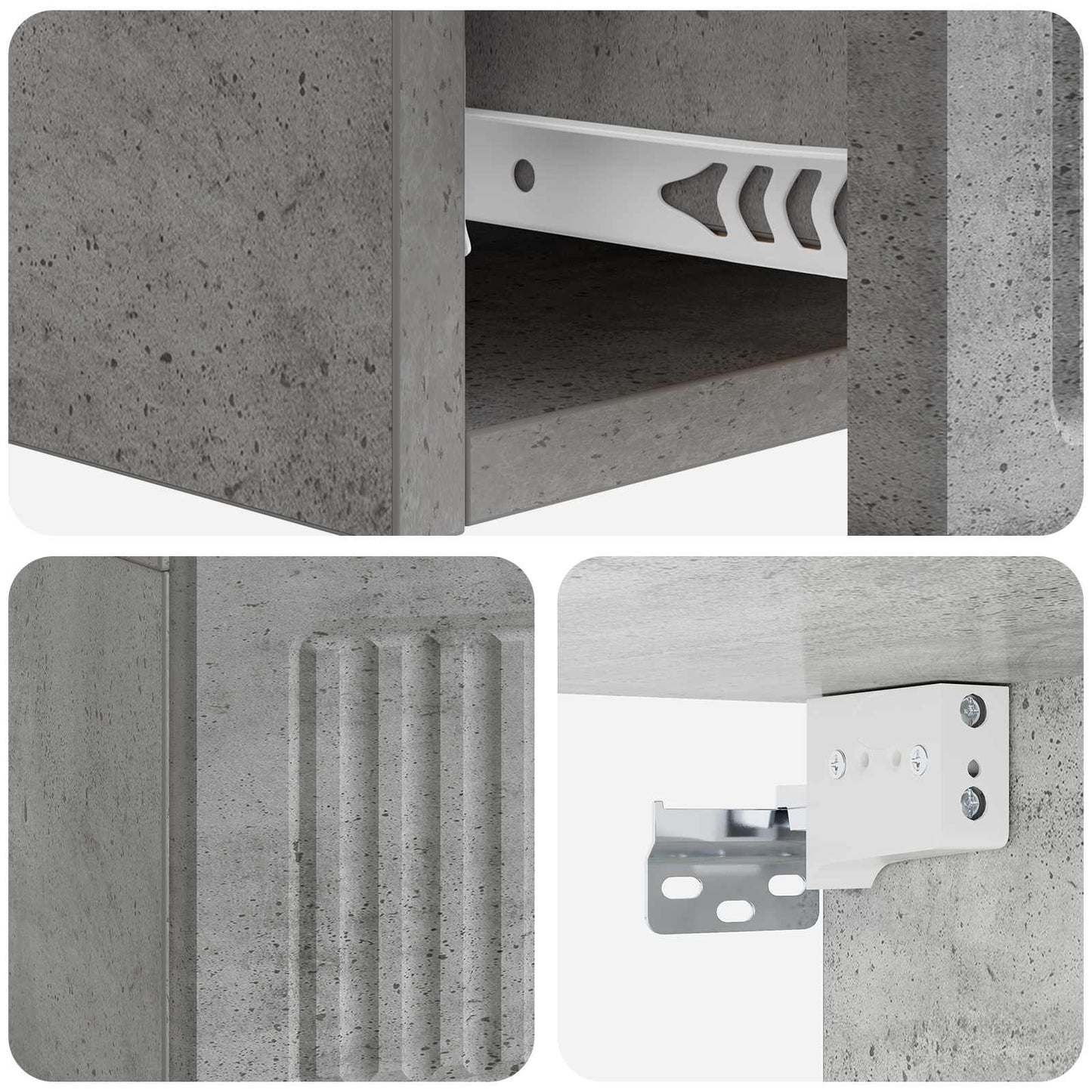 vidaXL Wall-Mounted Side Table Concrete Grey 59 x 34.5 x 17 cm