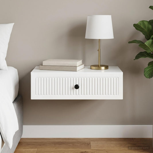 vidaXL Wall-Mounted Side Table High Gloss White 59 x 34.5 x 17 cm