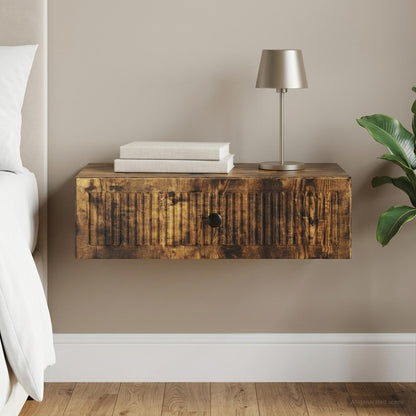 vidaXL Wall-Mounted Side Table Smoked Oak 59 x 34.5 x 17 cm