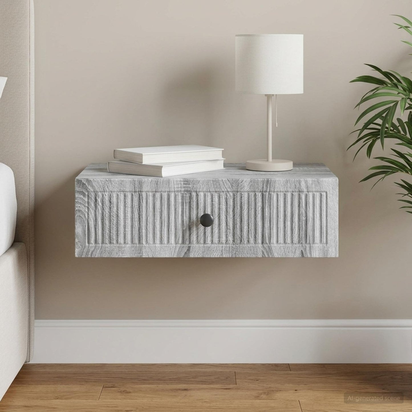 vidaXL Wall-Mounted Side Table Grey Sonoma 59 x 34.5 x 17 cm