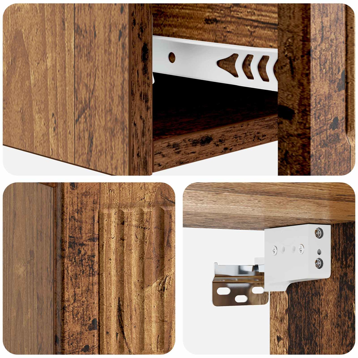 vidaXL Wall-Mounted Side Table Wall-mounted Old Wood 59 x 34.5 x 17 cm