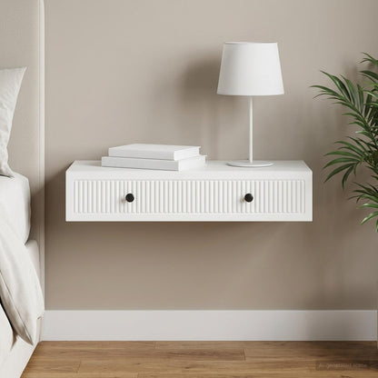 vidaXL Wall-Mounted Side Table Wall-mounted White 87.5 x 34.5 x 17 cm