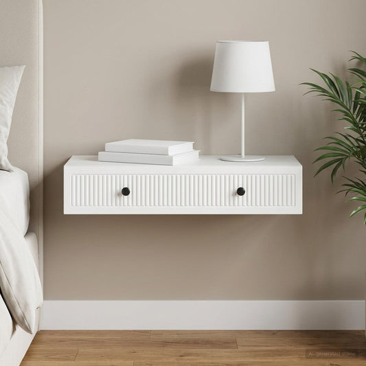 vidaXL Wall-Mounted Side Table Wall-mounted White 87.5 x 34.5 x 17 cm