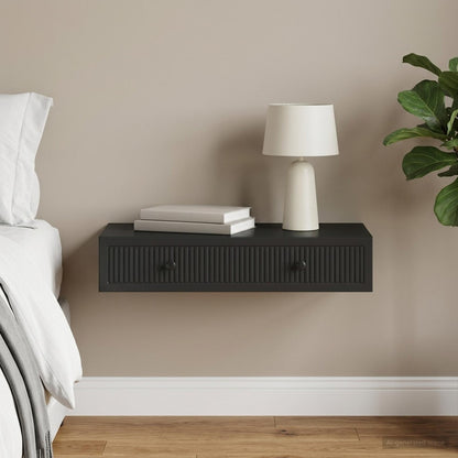 vidaXL Wall-Mounted Side Table Wall-mounted Black 87.5 x 34.5 x 17 cm