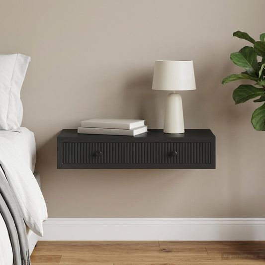 vidaXL Wall-Mounted Side Table Wall-mounted Black 87.5 x 34.5 x 17 cm