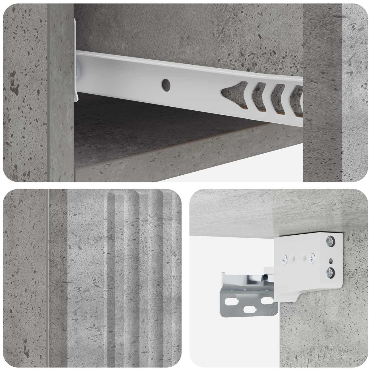 vidaXL Wall-Mounted Side Table Concrete Grey 87.5 x 34.5 x 17 cm