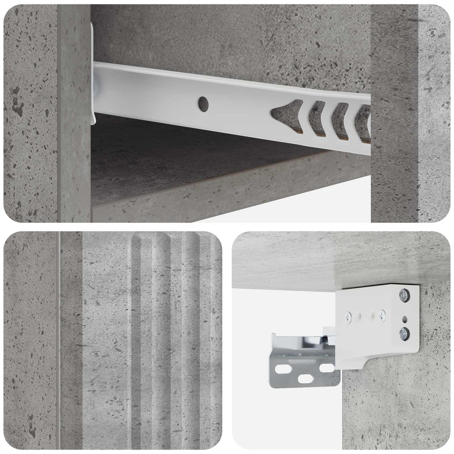 vidaXL Wall-Mounted Side Table Concrete Grey 87.5 x 34.5 x 17 cm