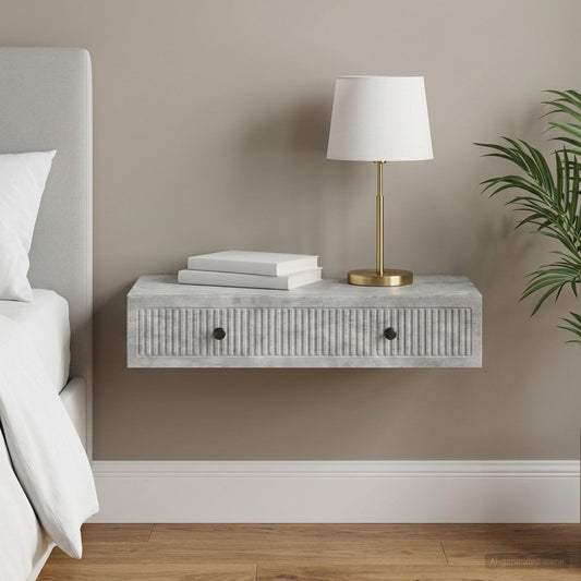vidaXL Wall-Mounted Side Table Concrete Grey 87.5 x 34.5 x 17 cm
