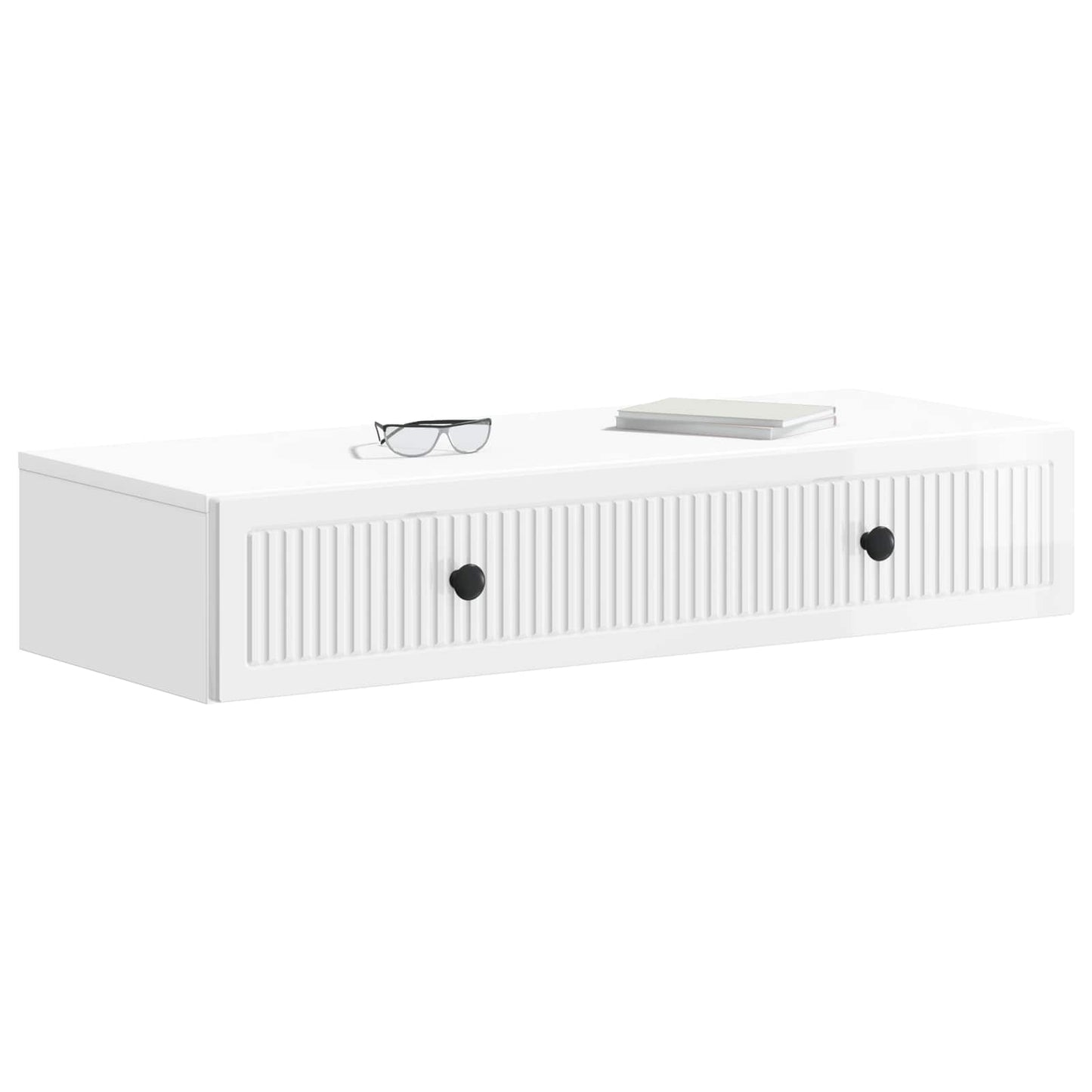 vidaXL Wall-Mounted Side Table High Gloss White 87.5 x 34.5 x 17 cm