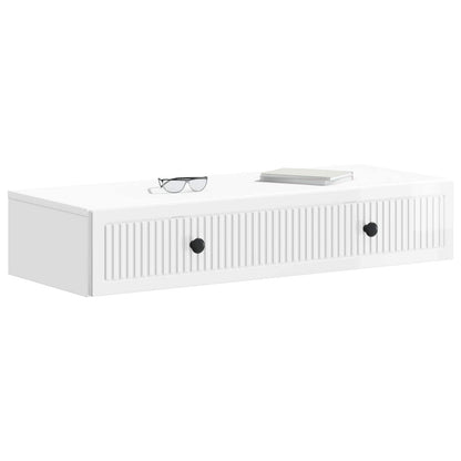 vidaXL Wall-Mounted Side Table High Gloss White 87.5 x 34.5 x 17 cm