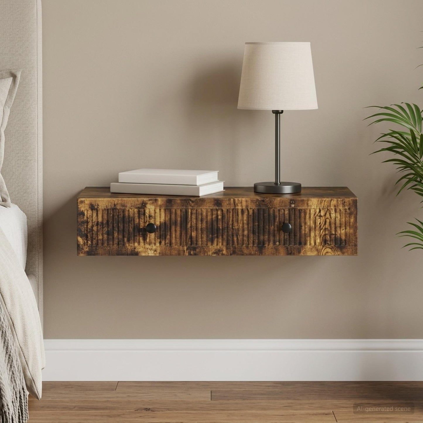 vidaXL Wall-Mounted Side Table Smoked Oak 87.5 x 34.5 x 17 cm