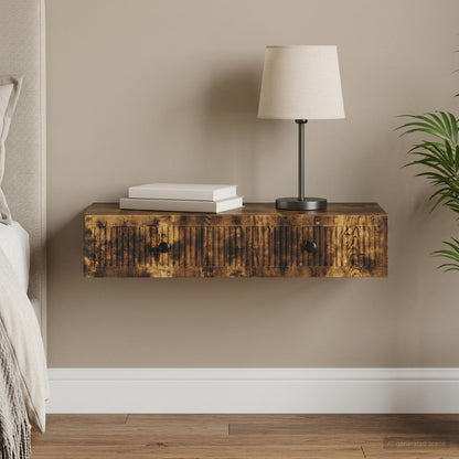 vidaXL Wall-Mounted Side Table Smoked Oak 87.5 x 34.5 x 17 cm