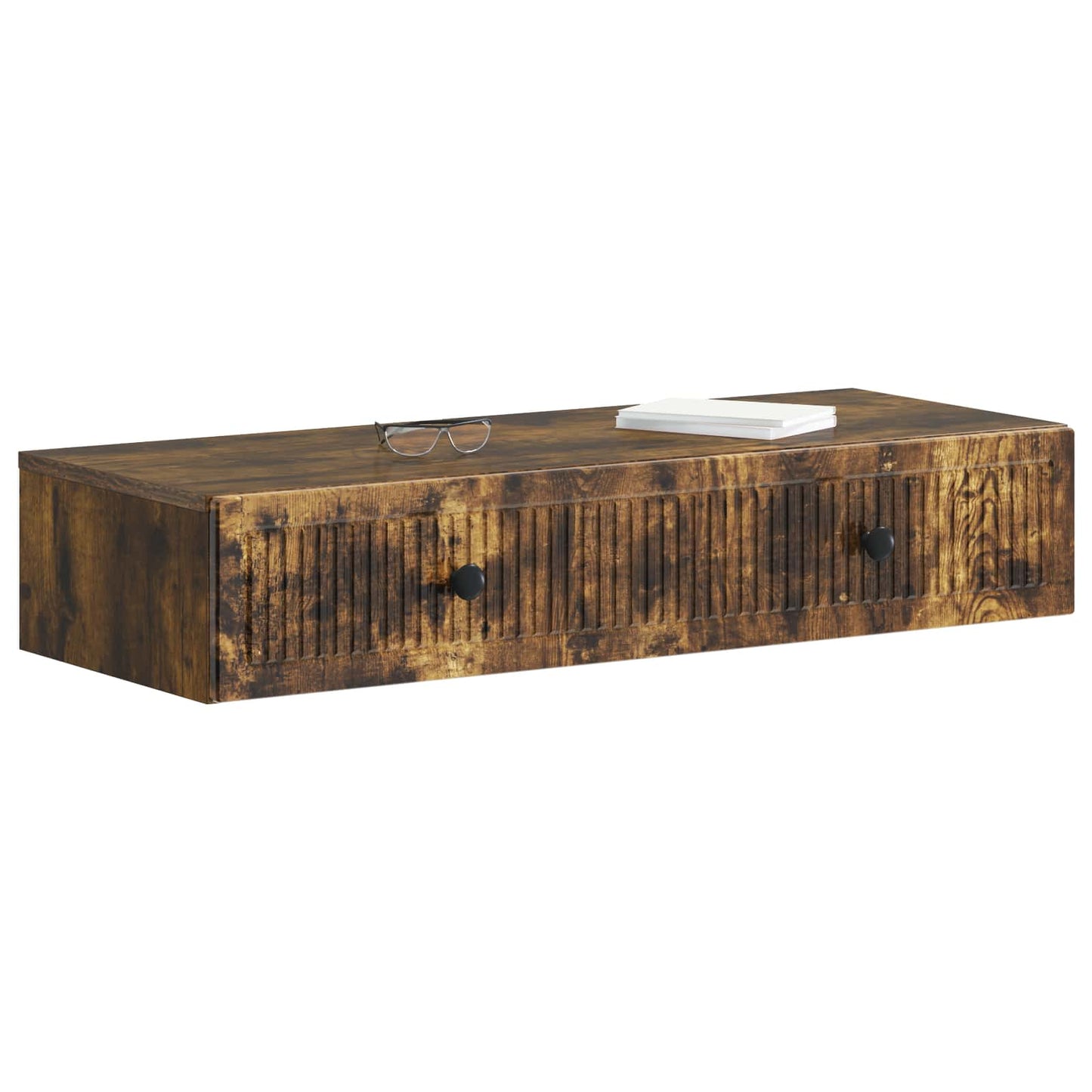 vidaXL Wall-Mounted Side Table Smoked Oak 87.5 x 34.5 x 17 cm