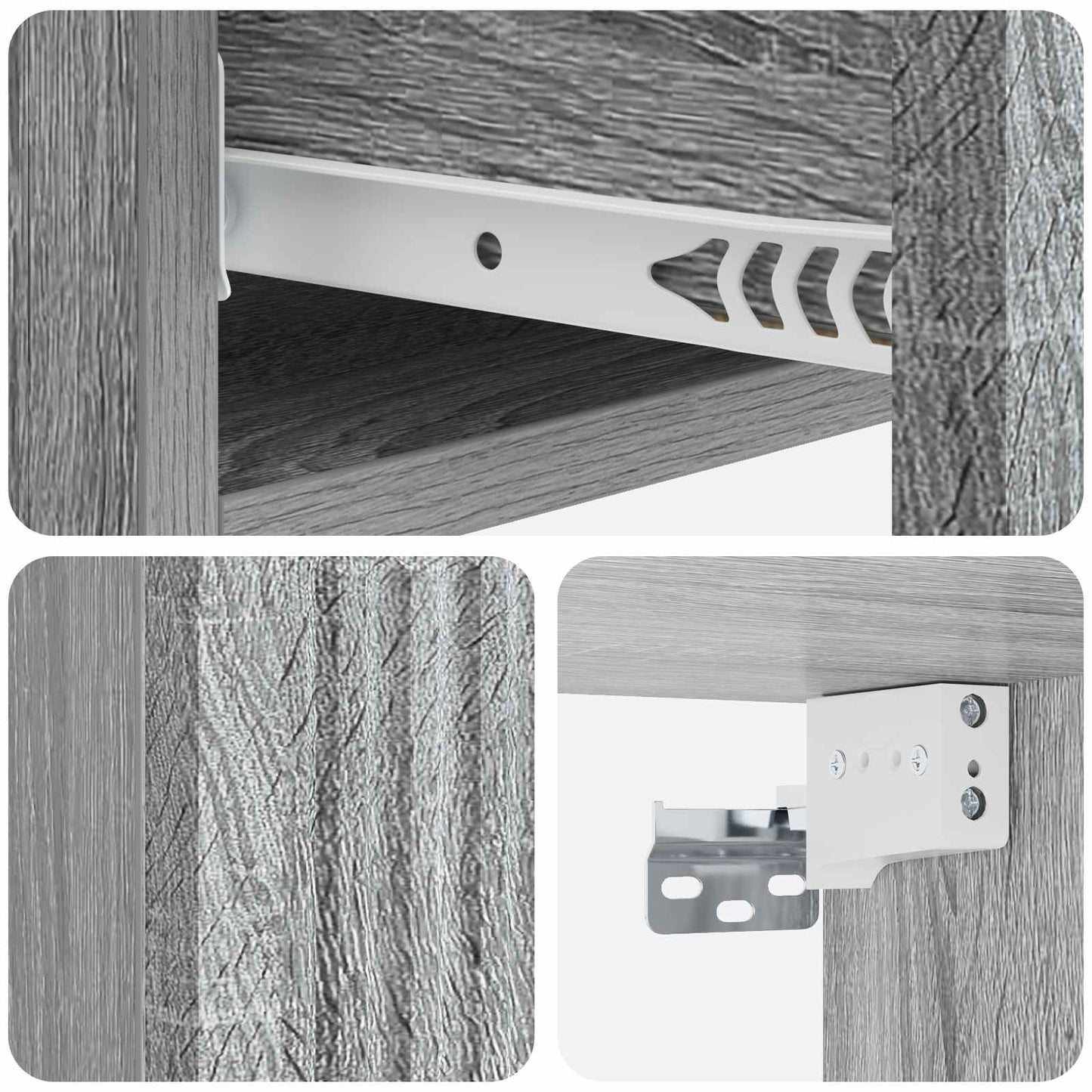vidaXL Wall-Mounted Side Table Grey Sonoma 87.5 x 34.5 x 17 cm