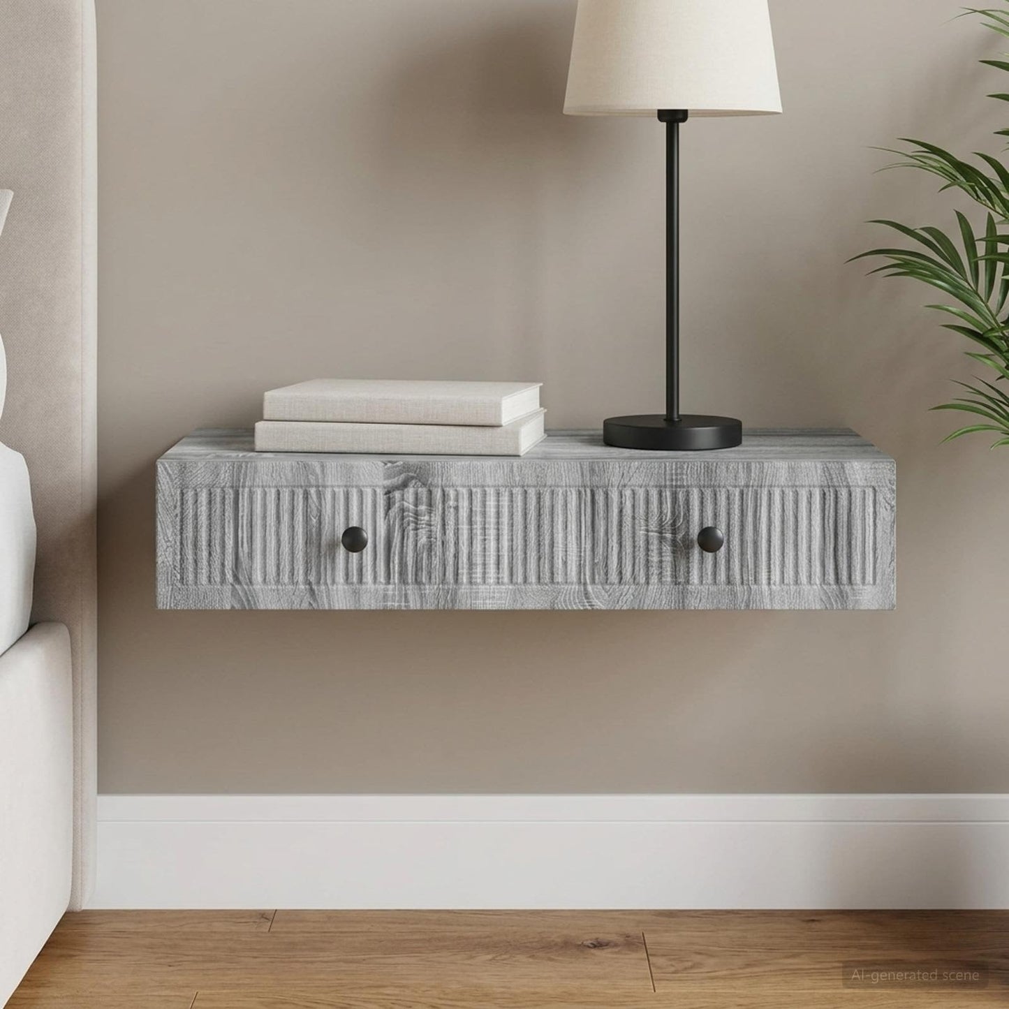 vidaXL Wall-Mounted Side Table Grey Sonoma 87.5 x 34.5 x 17 cm