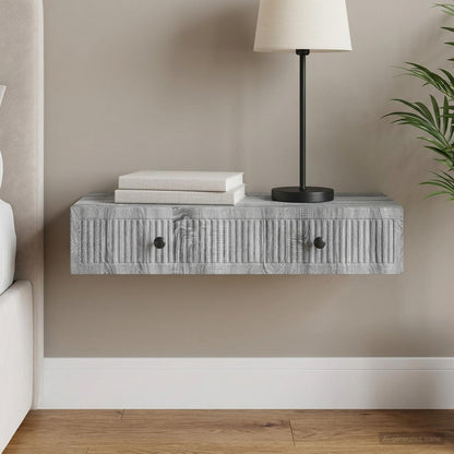vidaXL Wall-Mounted Side Table Grey Sonoma 87.5 x 34.5 x 17 cm