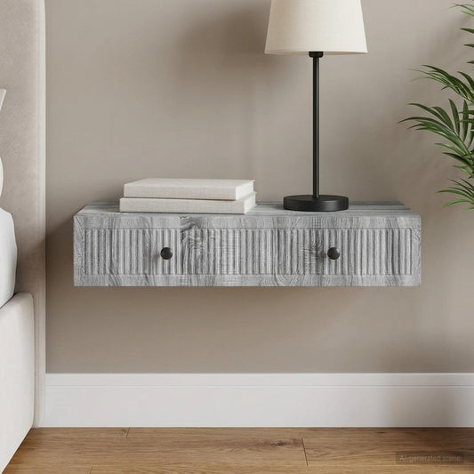 vidaXL Wall-Mounted Side Table Grey Sonoma 87.5 x 34.5 x 17 cm
